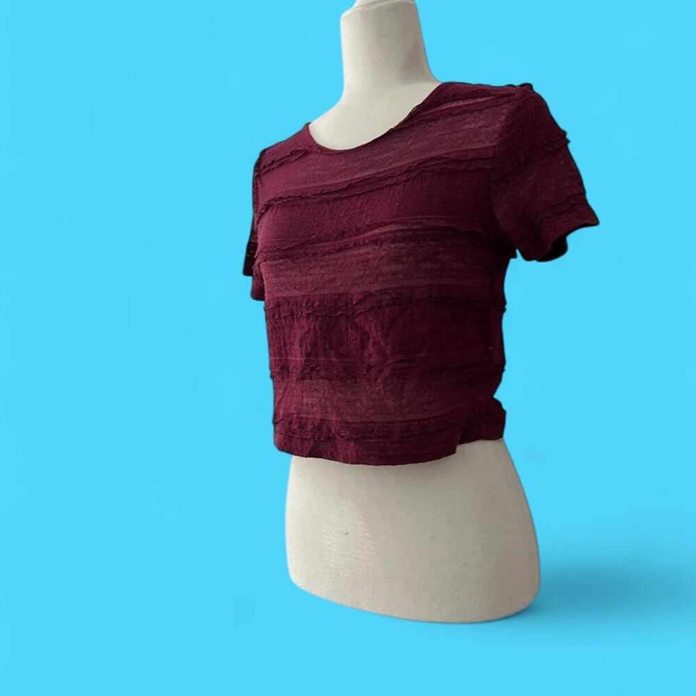 Forever 21 burgundy ruffled crop